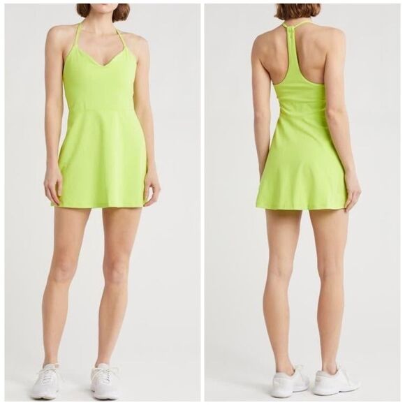 Spiritual Gangster Jet Active Mini Dress in Lime Green Size Large NEW NWT - Picture 1 of 11